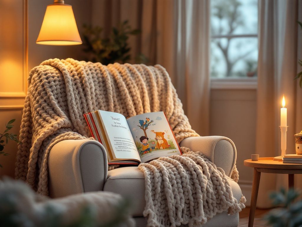 Cozy reading nook with a Blessed Fables book