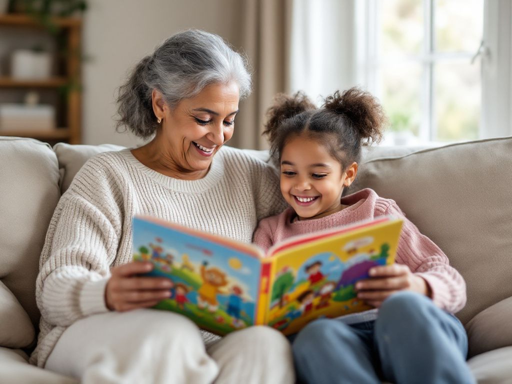 Grandparent and child reading Blessed Fables together